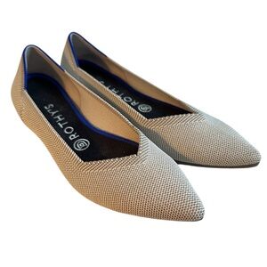 Rothy's Cream Flats with Blue Trim
